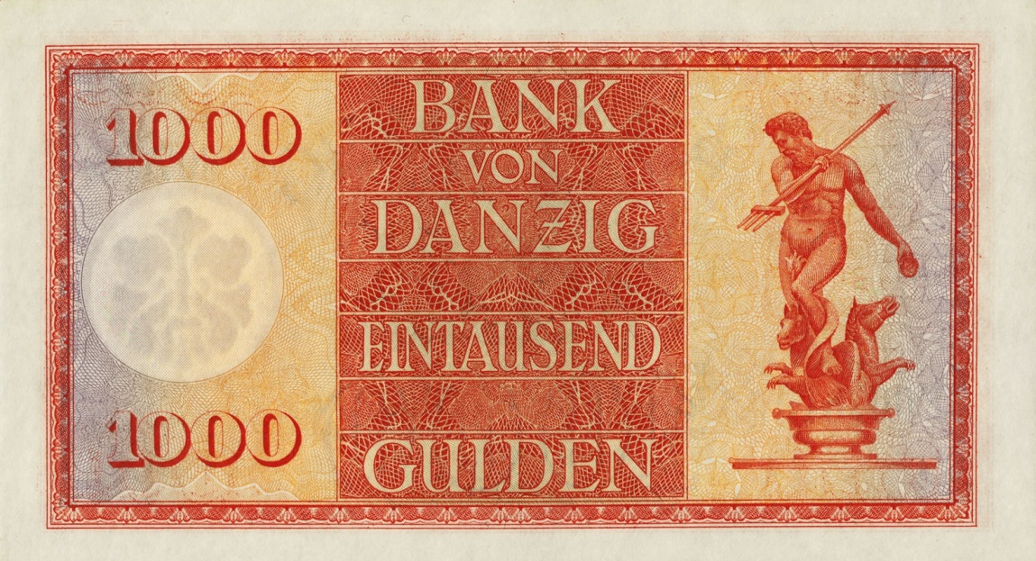 Back of Danzig p57: 1000 Gulden from 1924