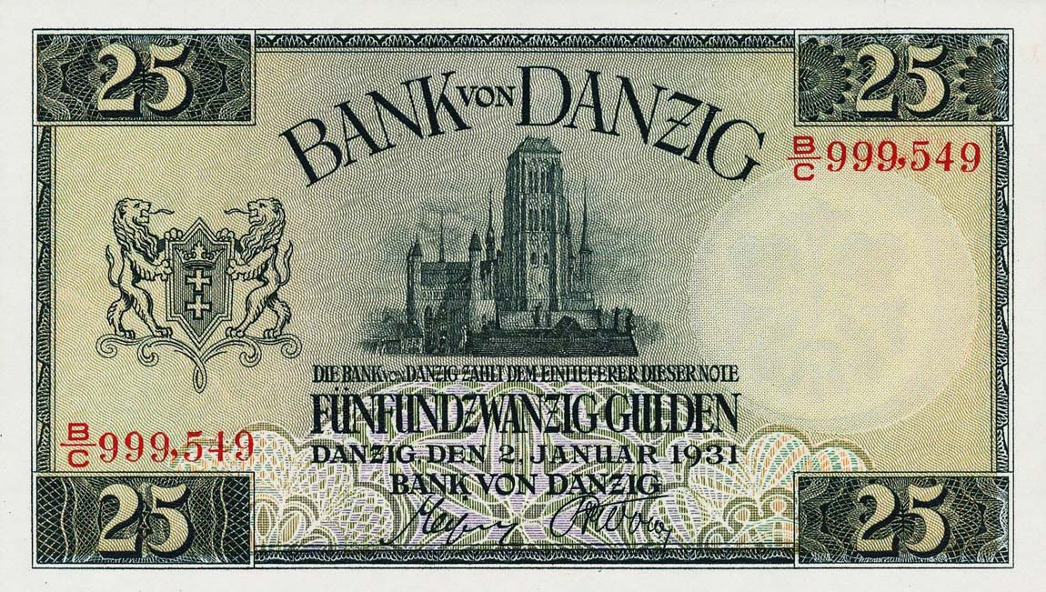 Front of Danzig p61: 25 Gulden from 1931