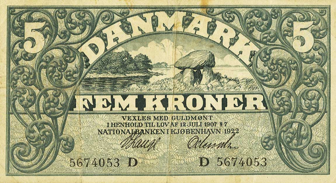 Front of Denmark p20i: 5 Kroner from 1922