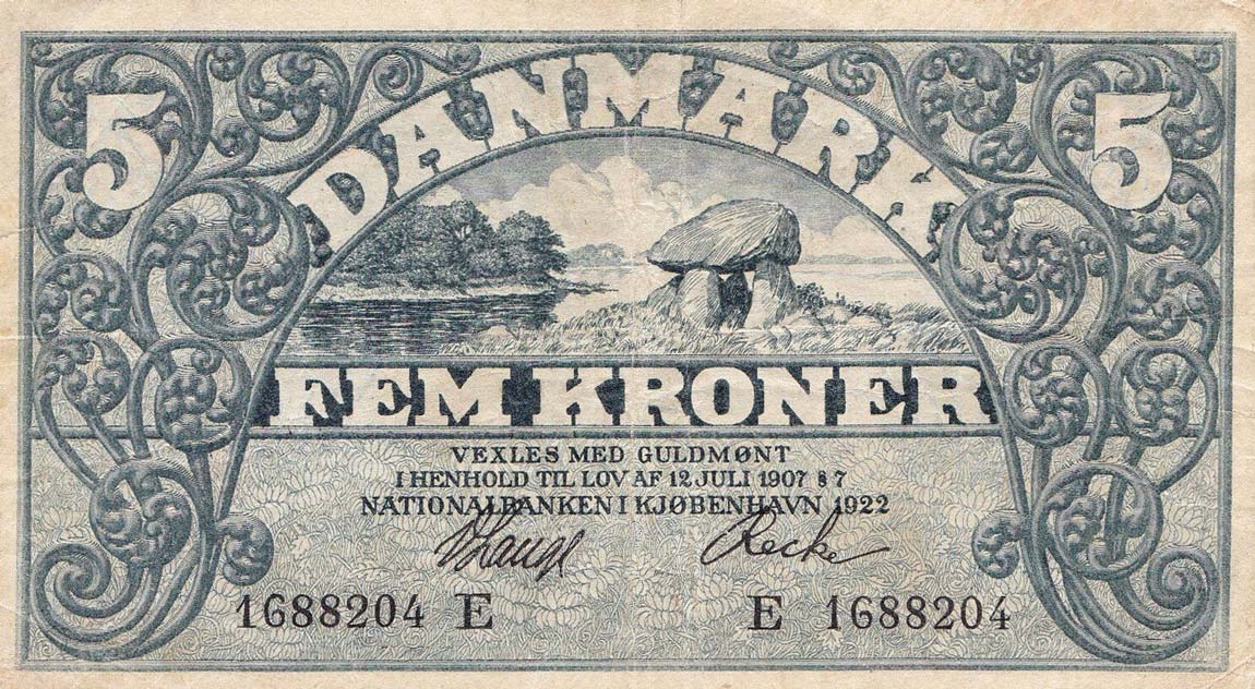Front of Denmark p20j: 5 Kroner from 1922