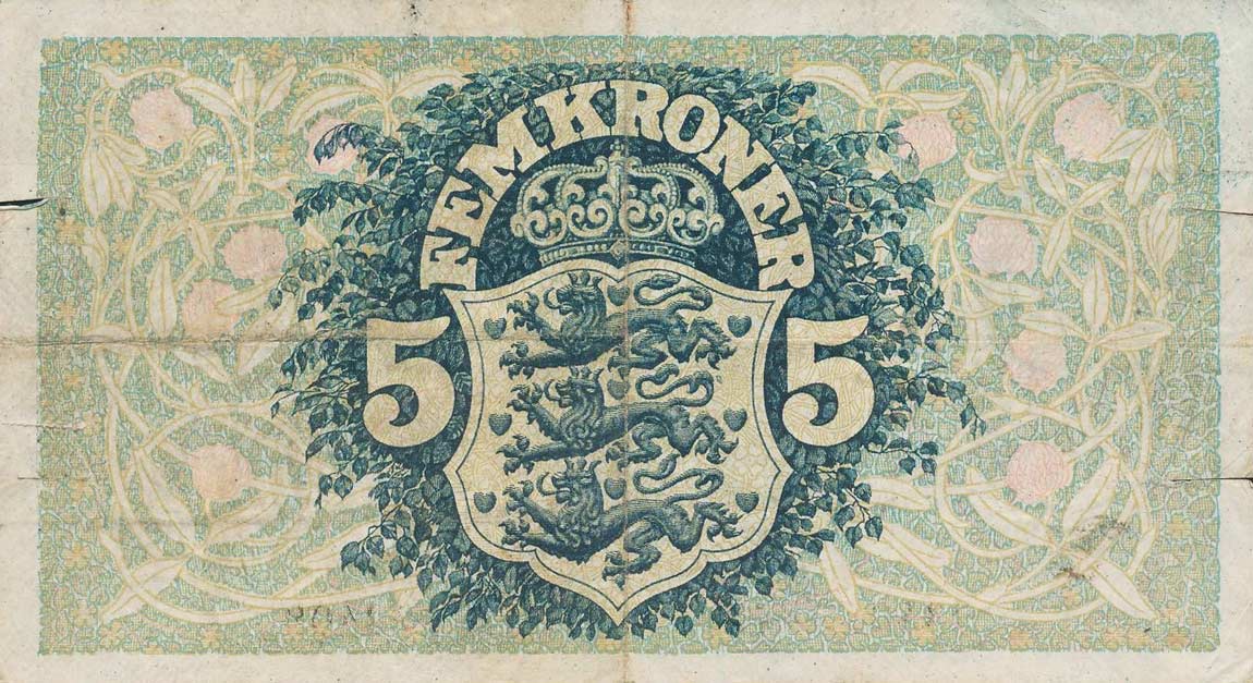 Back of Denmark p20q: 5 Kroner from 1929