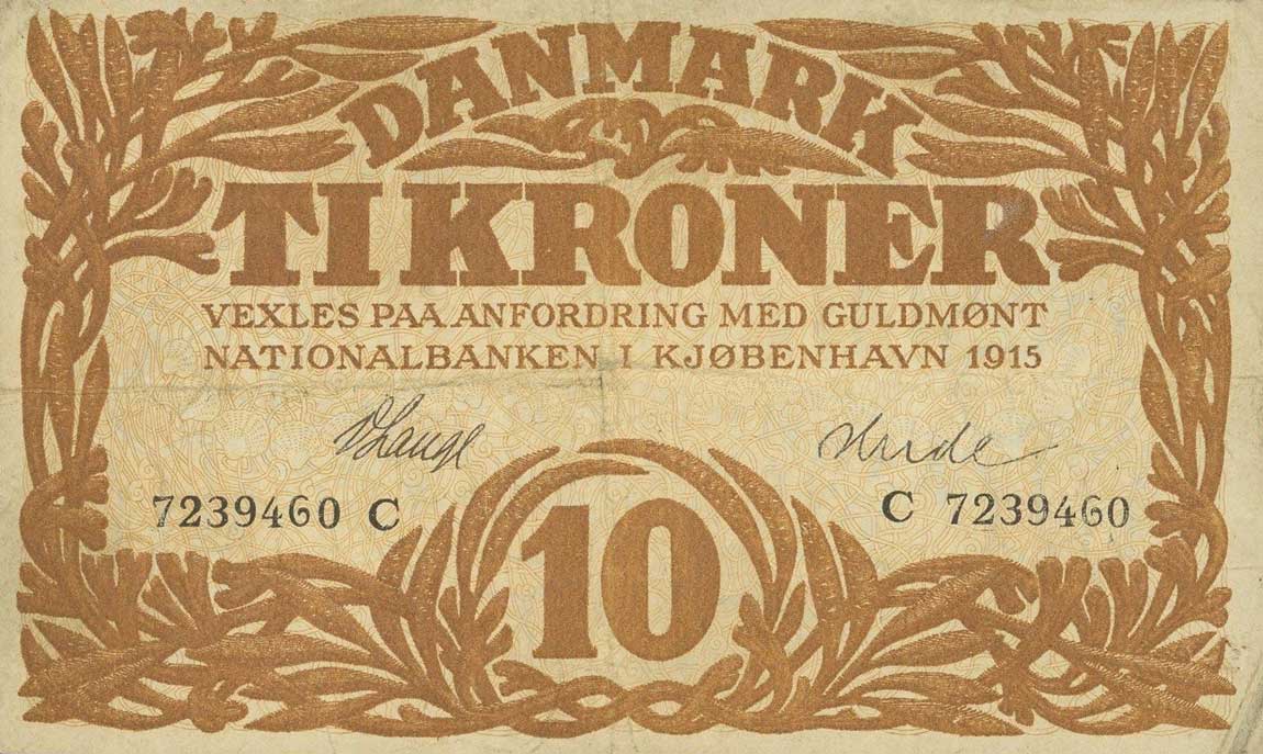 Front of Denmark p21e: 10 Kroner from 1915