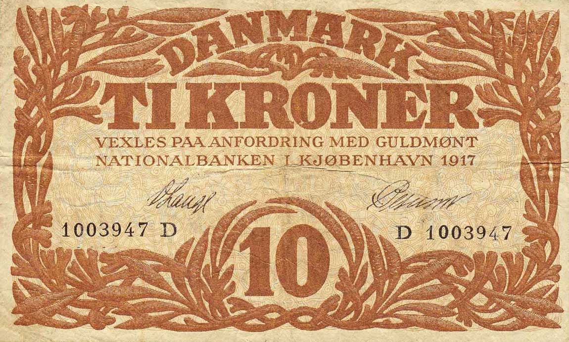 Front of Denmark p21g: 10 Kroner from 1917