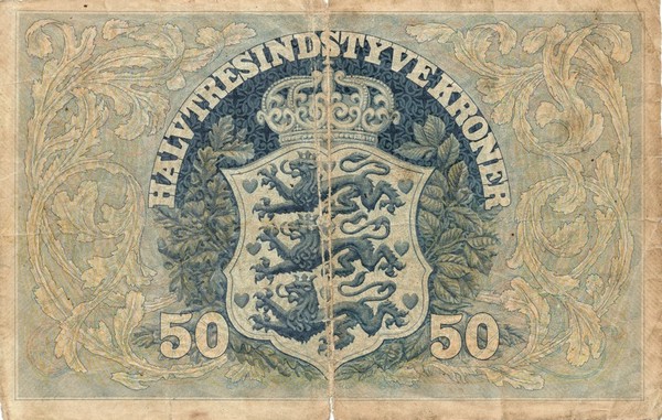 Back of Denmark p22a: 50 Kroner from 1911