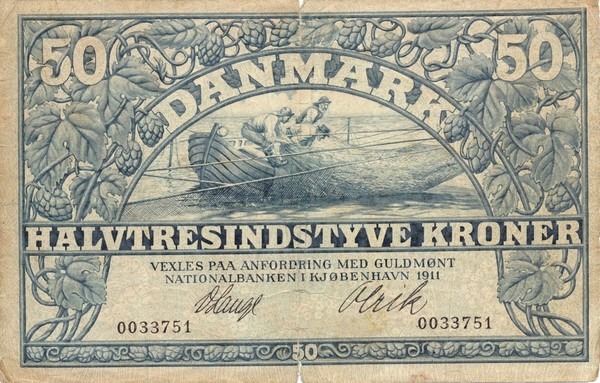 Front of Denmark p22a: 50 Kroner from 1911