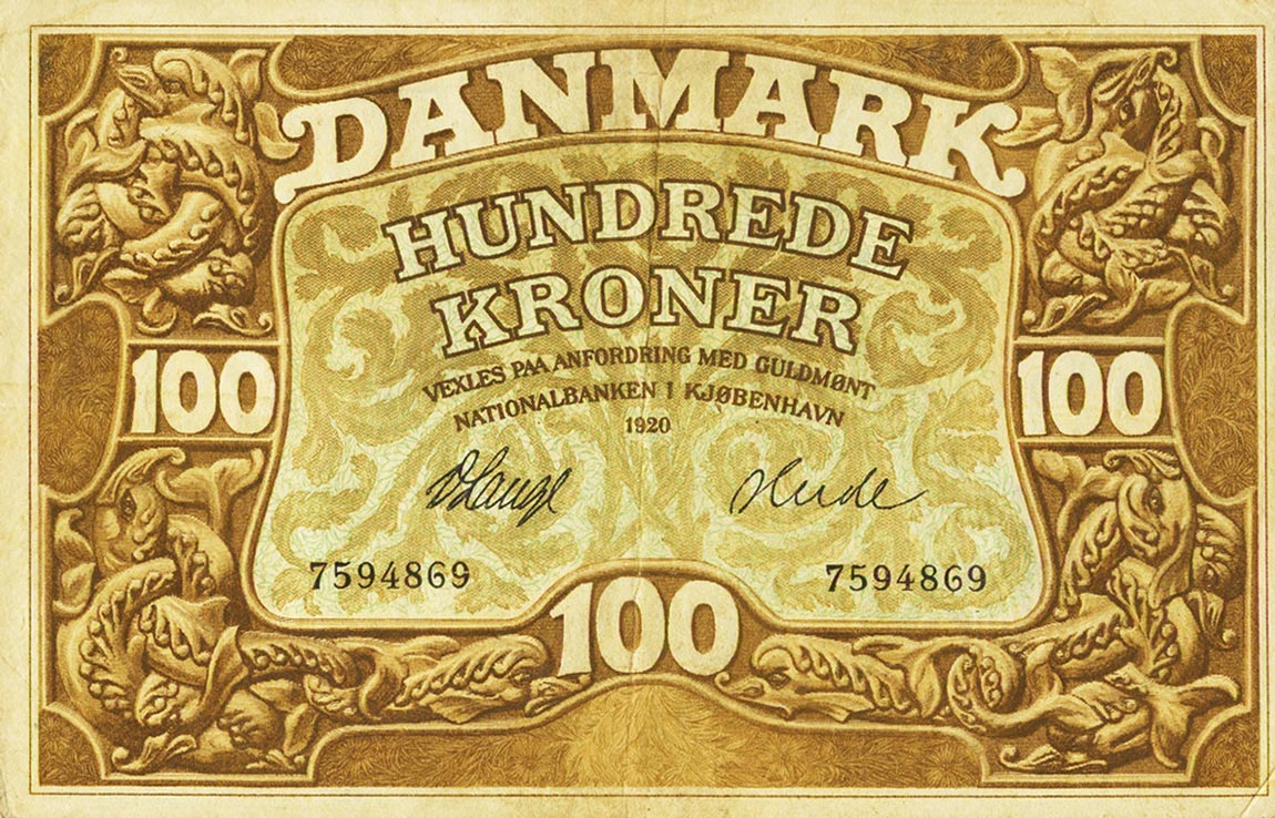 Front of Denmark p23e: 100 Kroner from 1920