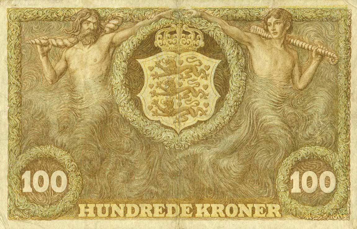 Back of Denmark p23j: 100 Kroner from 1928