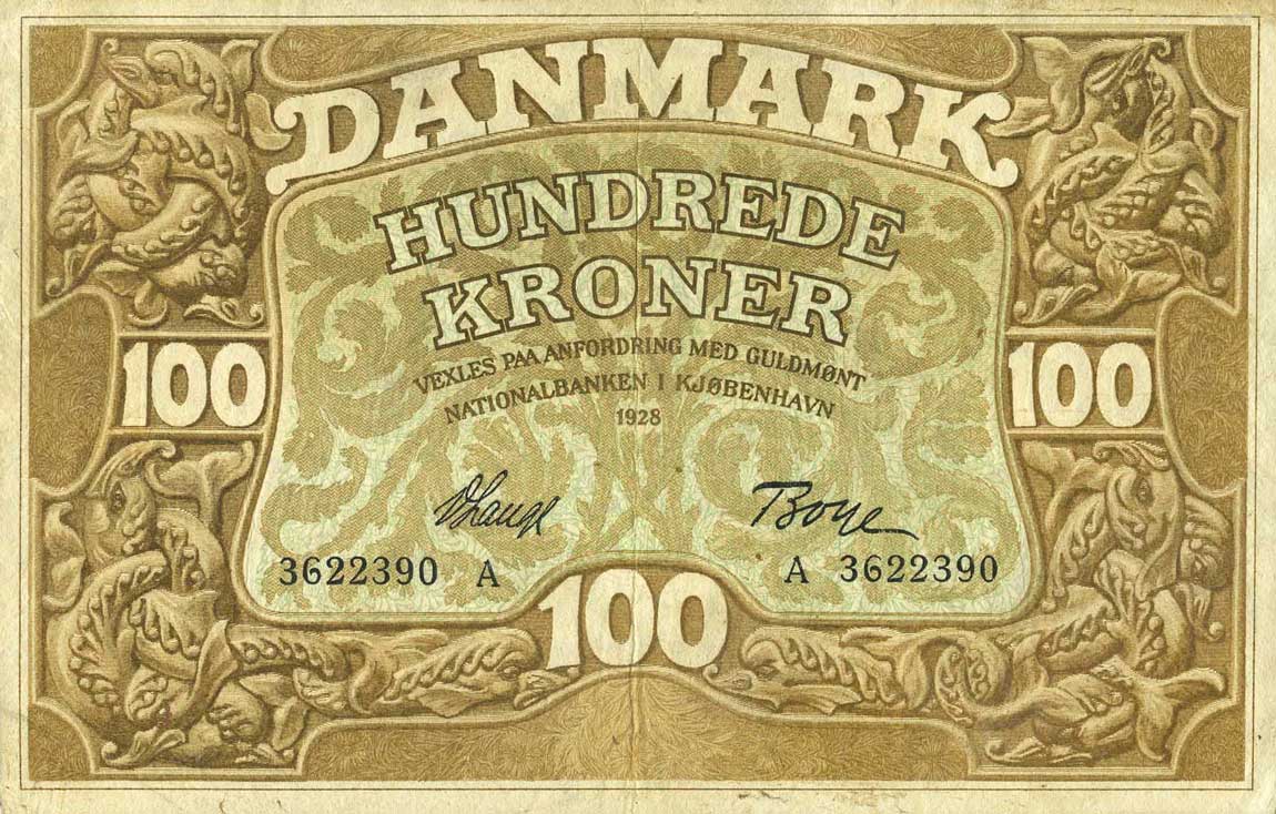 Front of Denmark p23j: 100 Kroner from 1928