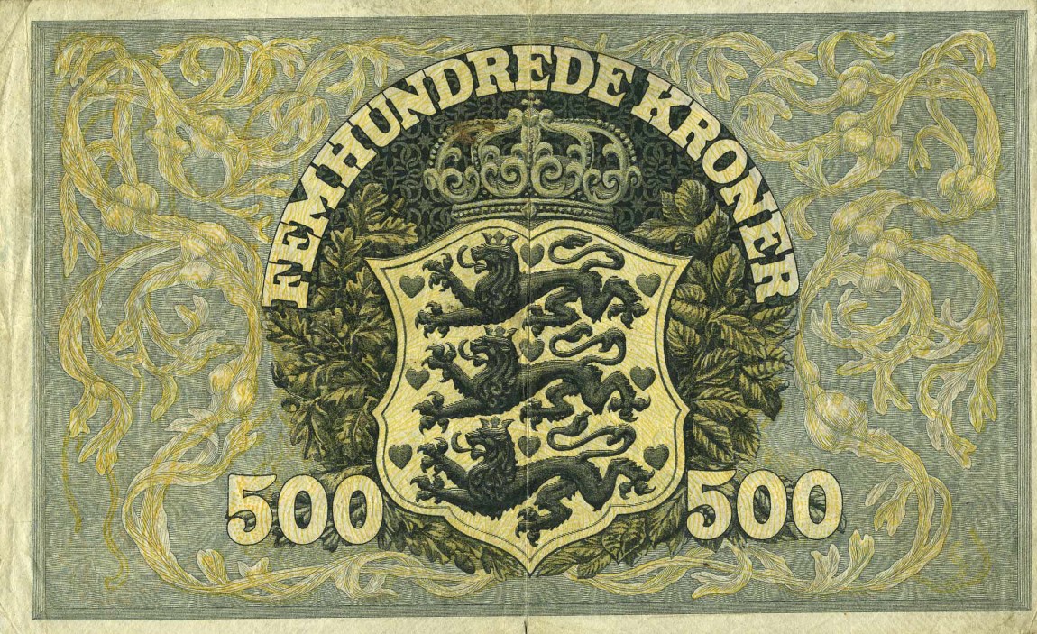 Back of Denmark p24c: 500 Kroner from 1919