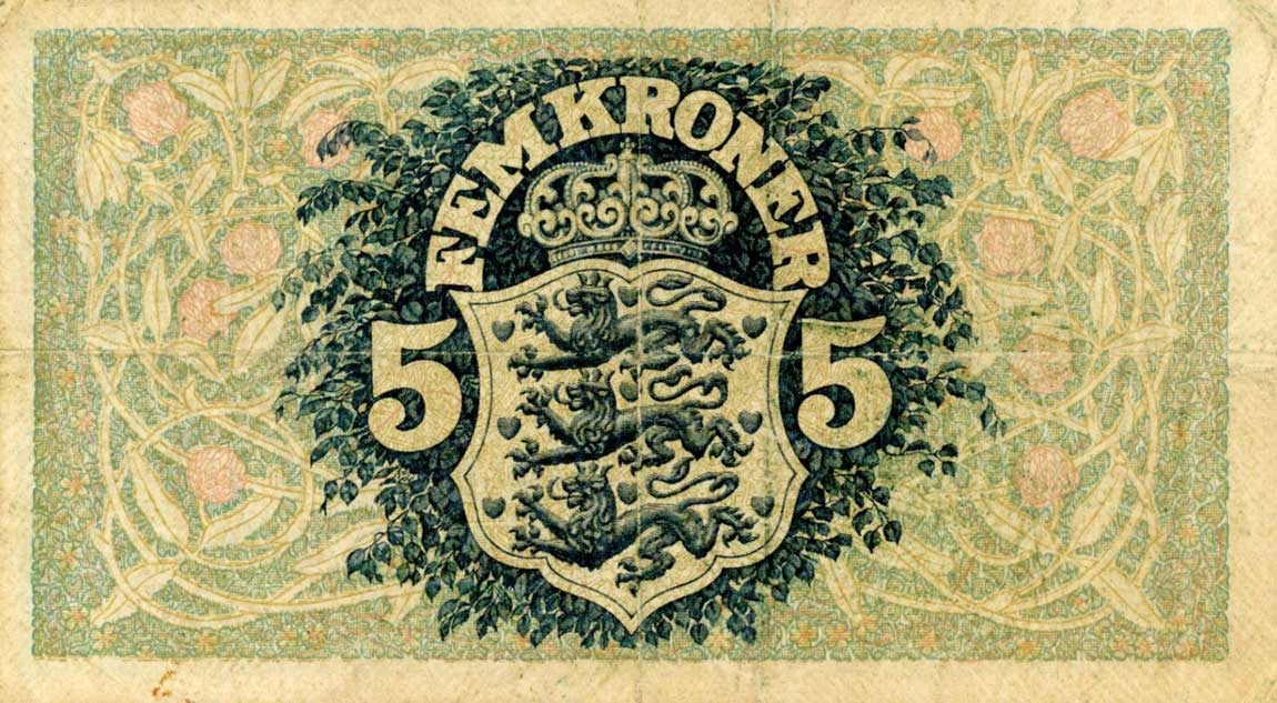 Back of Denmark p25c: 5 Kroner from 1933