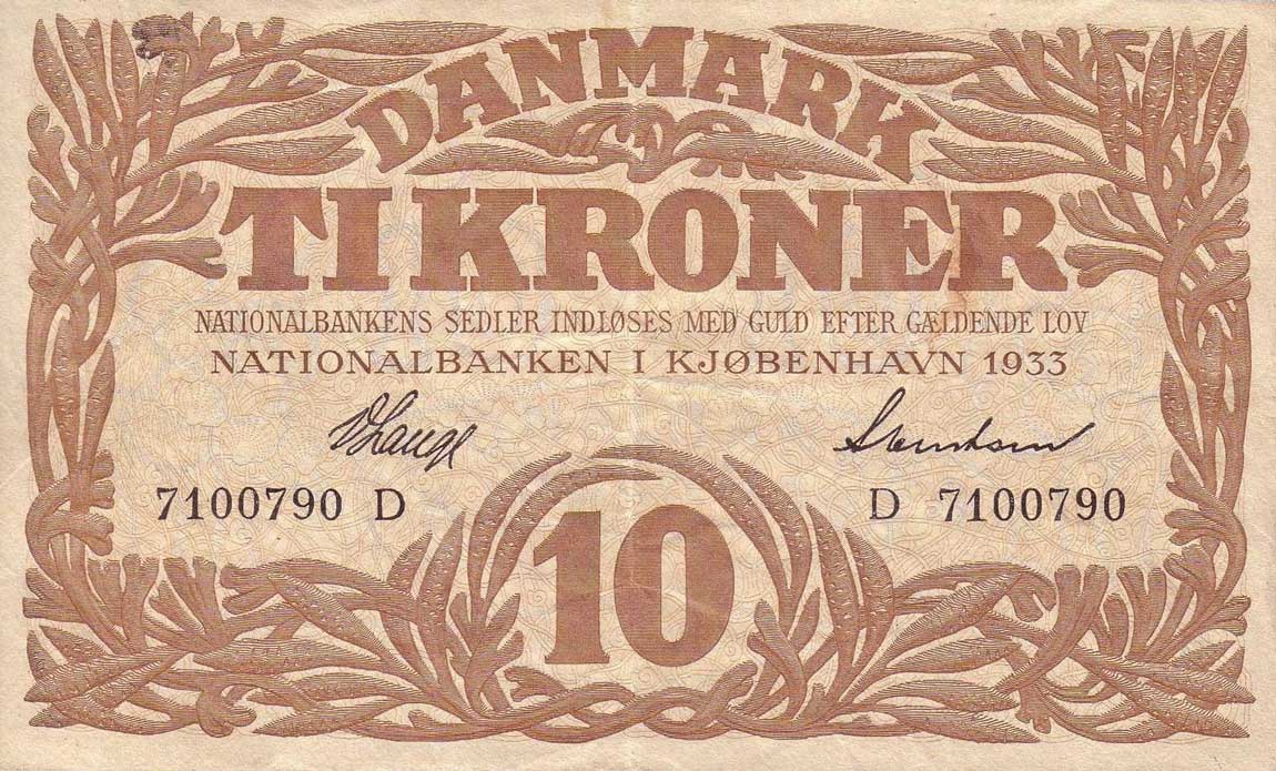 Front of Denmark p26f: 10 Kroner from 1933