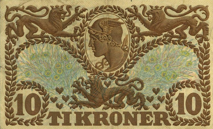 Back of Denmark p26l: 10 Kroner from 1935