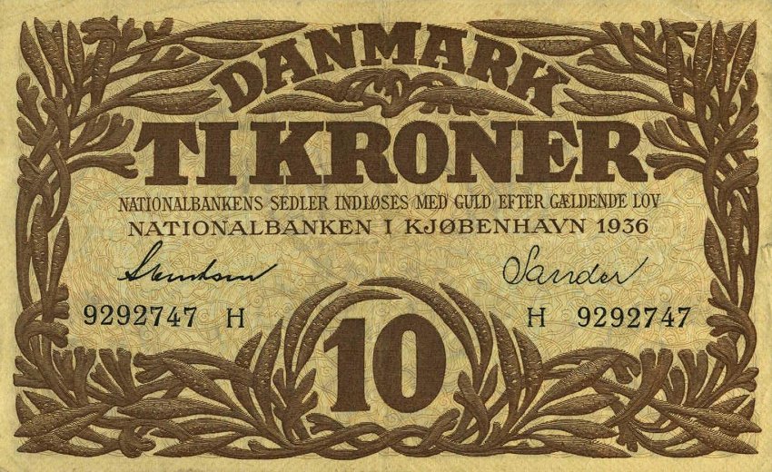 Front of Denmark p26l: 10 Kroner from 1935