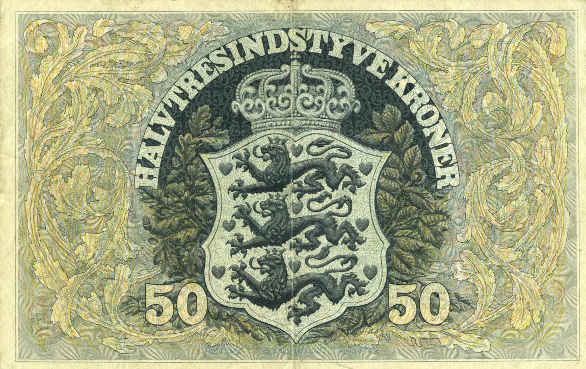 Back of Denmark p27b: 50 Kroner from 1933