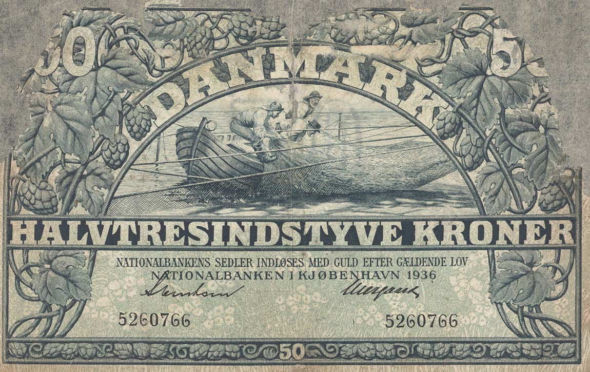 Front of Denmark p27d: 50 Kroner from 1936