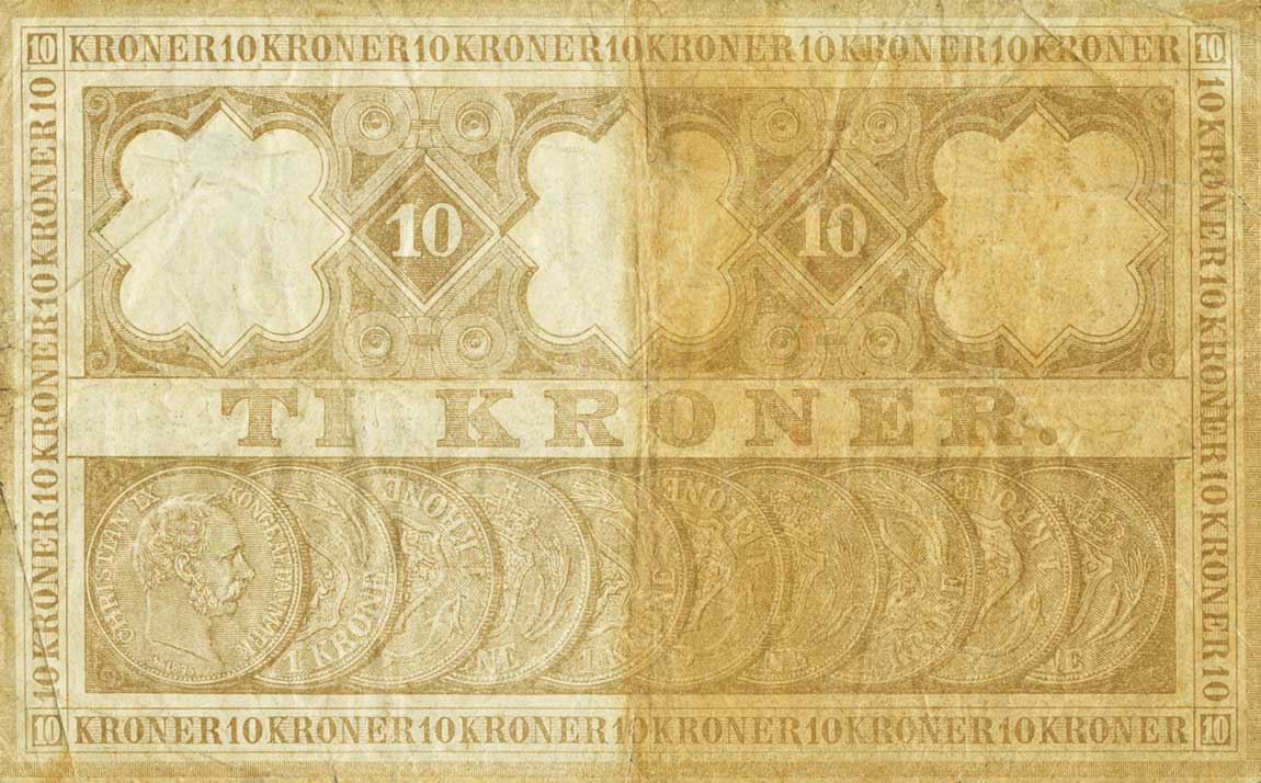 Back of Denmark p2: 10 Kroner from 1891