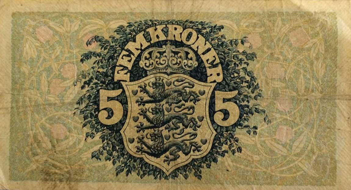 Back of Denmark p30a: 5 Kroner from 1937