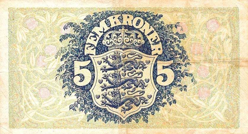 Back of Denmark p30c: 5 Kroner from 1939