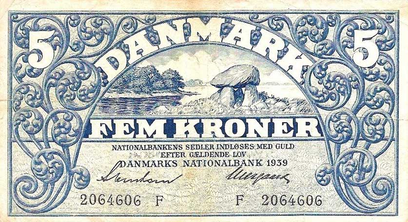 Front of Denmark p30c: 5 Kroner from 1939