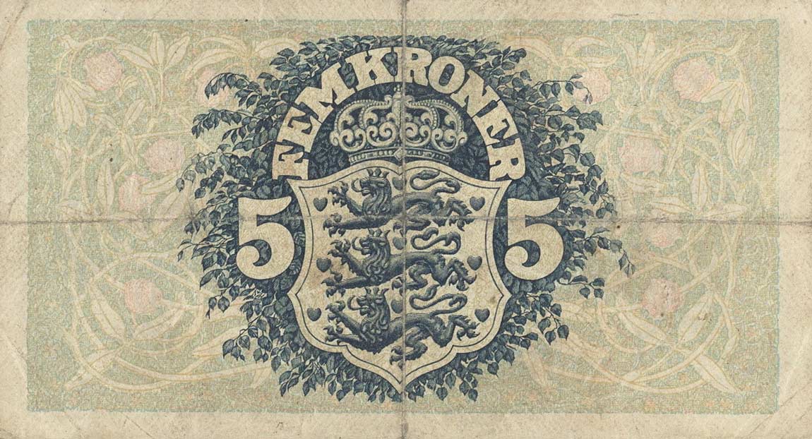 Back of Denmark p30e: 5 Kroner from 1940