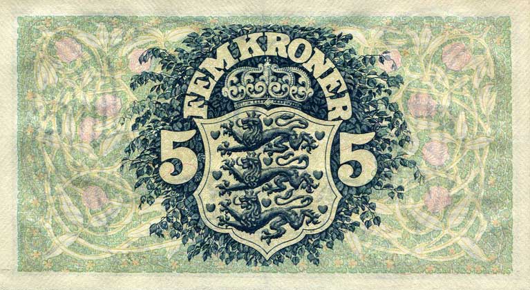 Back of Denmark p30h: 5 Kroner from 1942