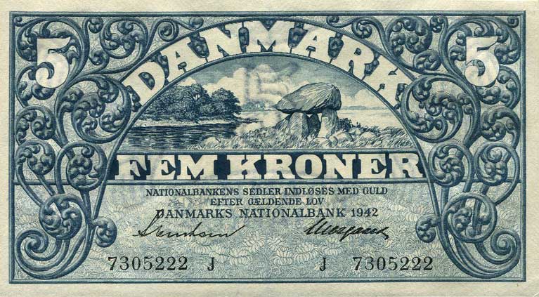 Front of Denmark p30h: 5 Kroner from 1942