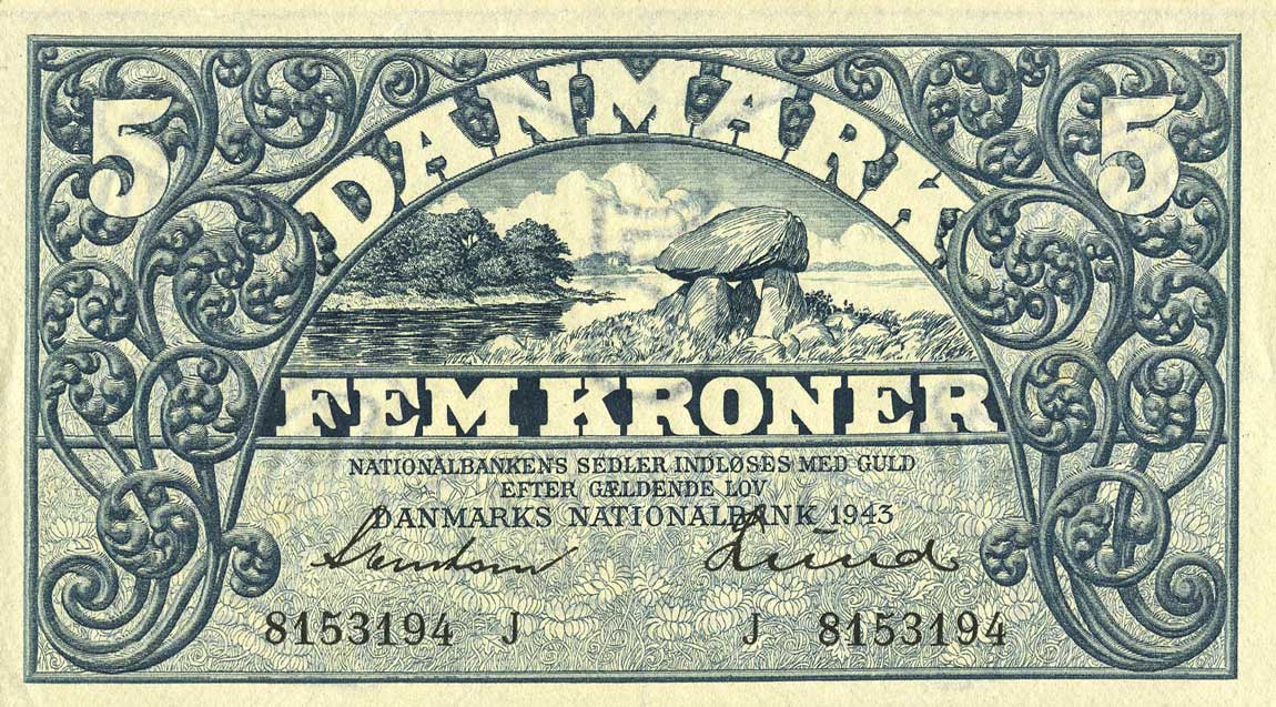 Front of Denmark p30j: 5 Kroner from 1943