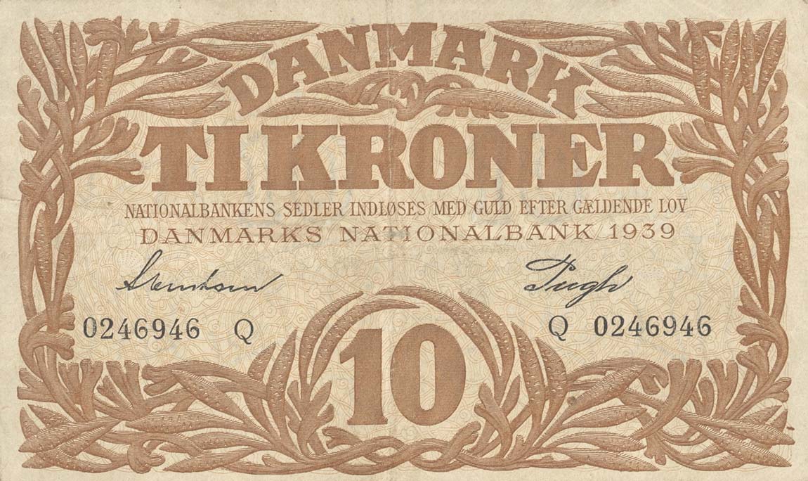 Front of Denmark p31h: 10 Kroner from 1939