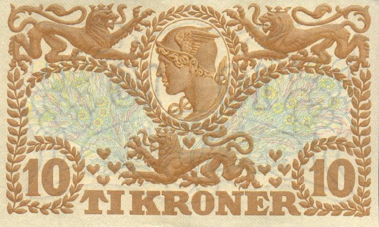 Back of Denmark p31m: 10 Kroner from 1942