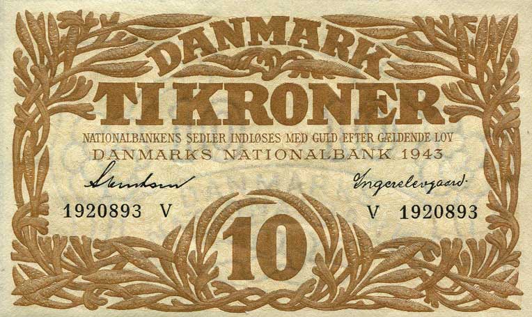 Front of Denmark p31p: 10 Kroner from 1943