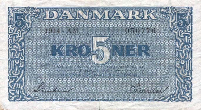 Front of Denmark p35a: 5 Kroner from 1944