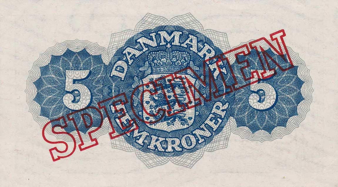 Back of Denmark p35s: 5 Kroner from 1944