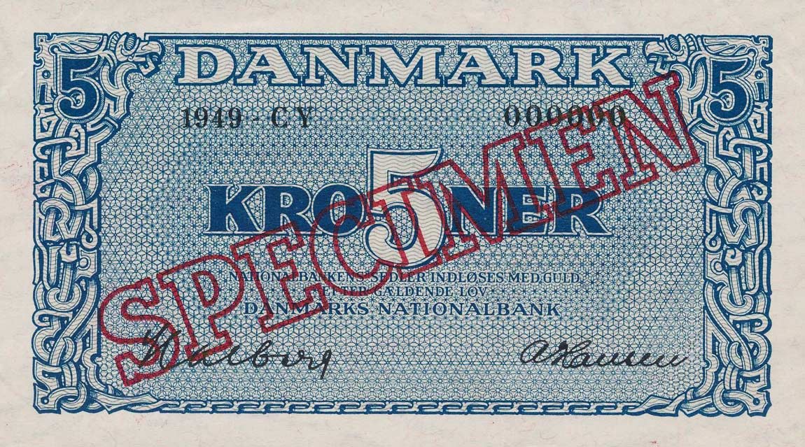 Front of Denmark p35s: 5 Kroner from 1944