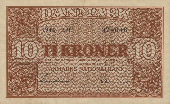 Front of Denmark p36a: 10 Kroner from 1944