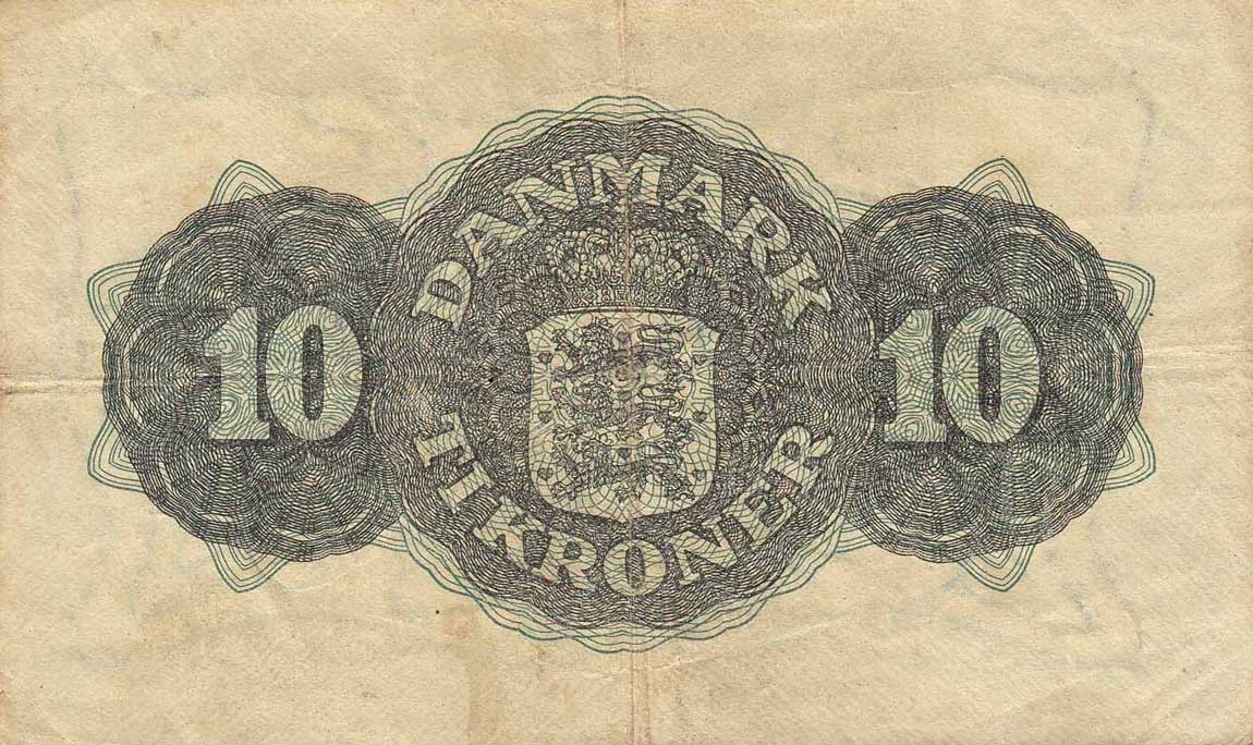 Back of Denmark p37a: 10 Kroner from 1945