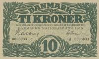 p37c from Denmark: 10 Kroner from 1945