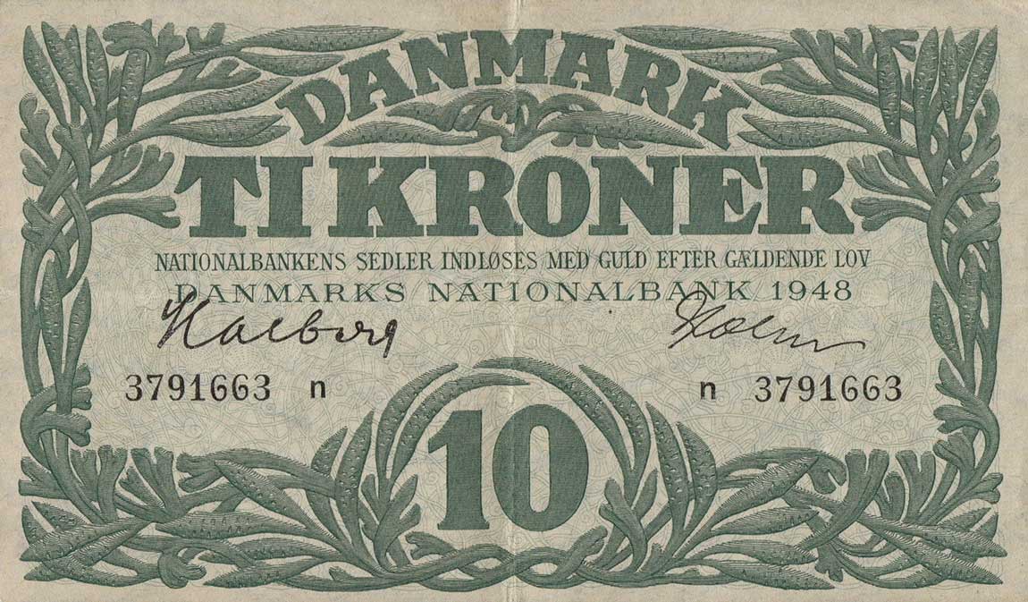 Front of Denmark p37h: 10 Kroner from 1948