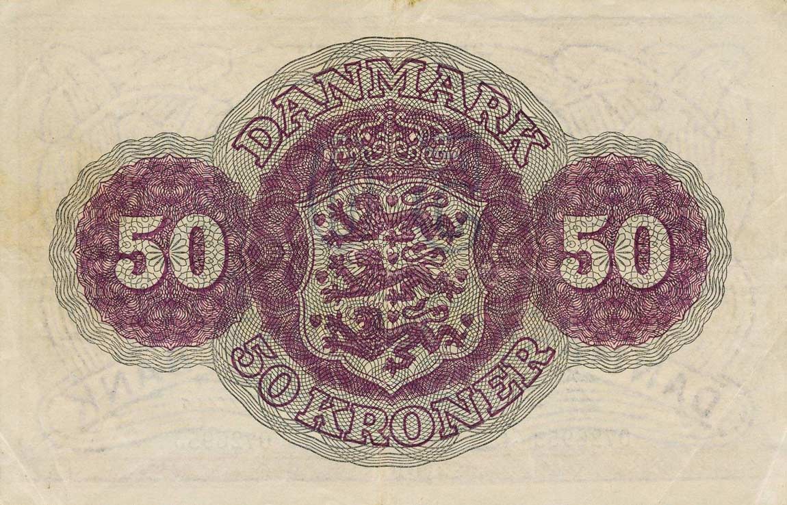 Back of Denmark p38a: 50 Kroner from 1944