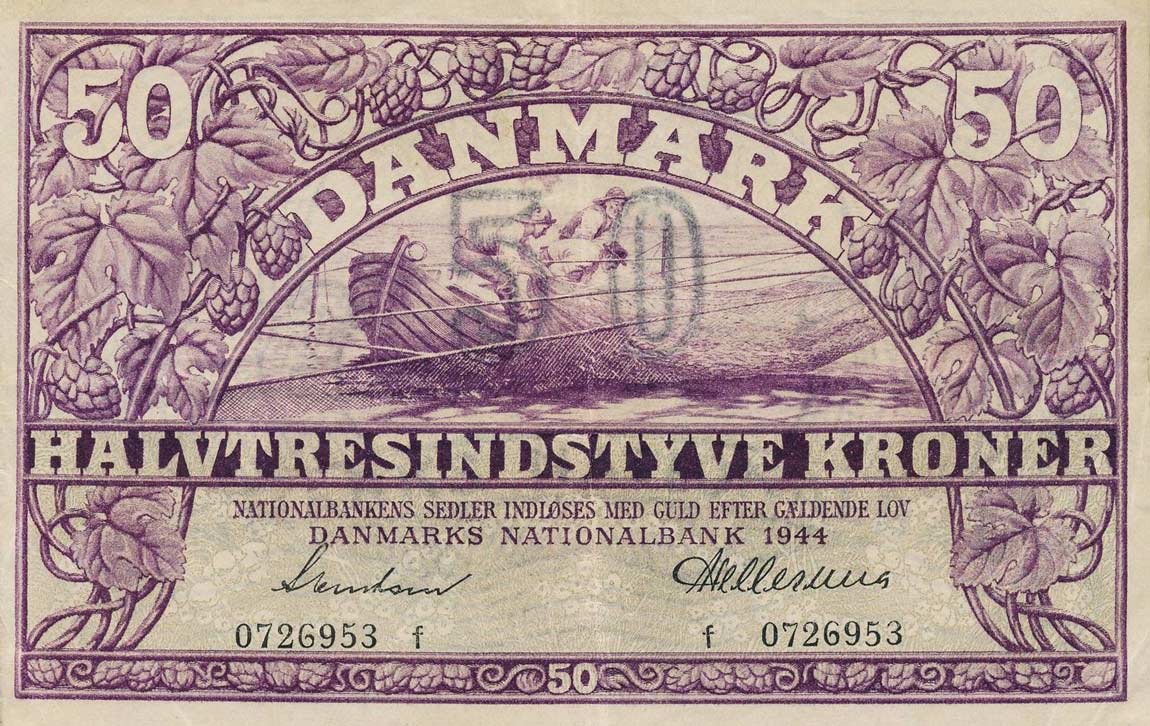 Front of Denmark p38a: 50 Kroner from 1944