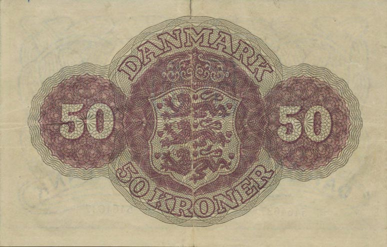 Back of Denmark p38b: 50 Kroner from 1945