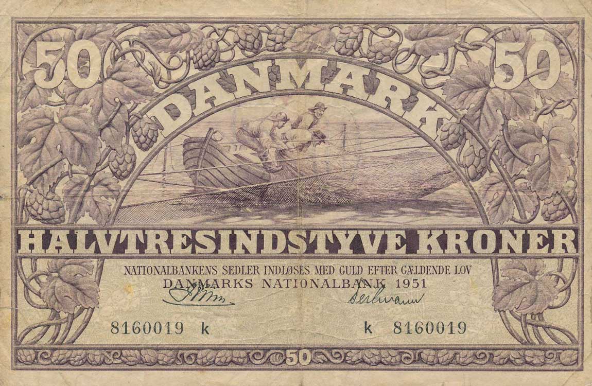 Front of Denmark p38g: 50 Kroner from 1951