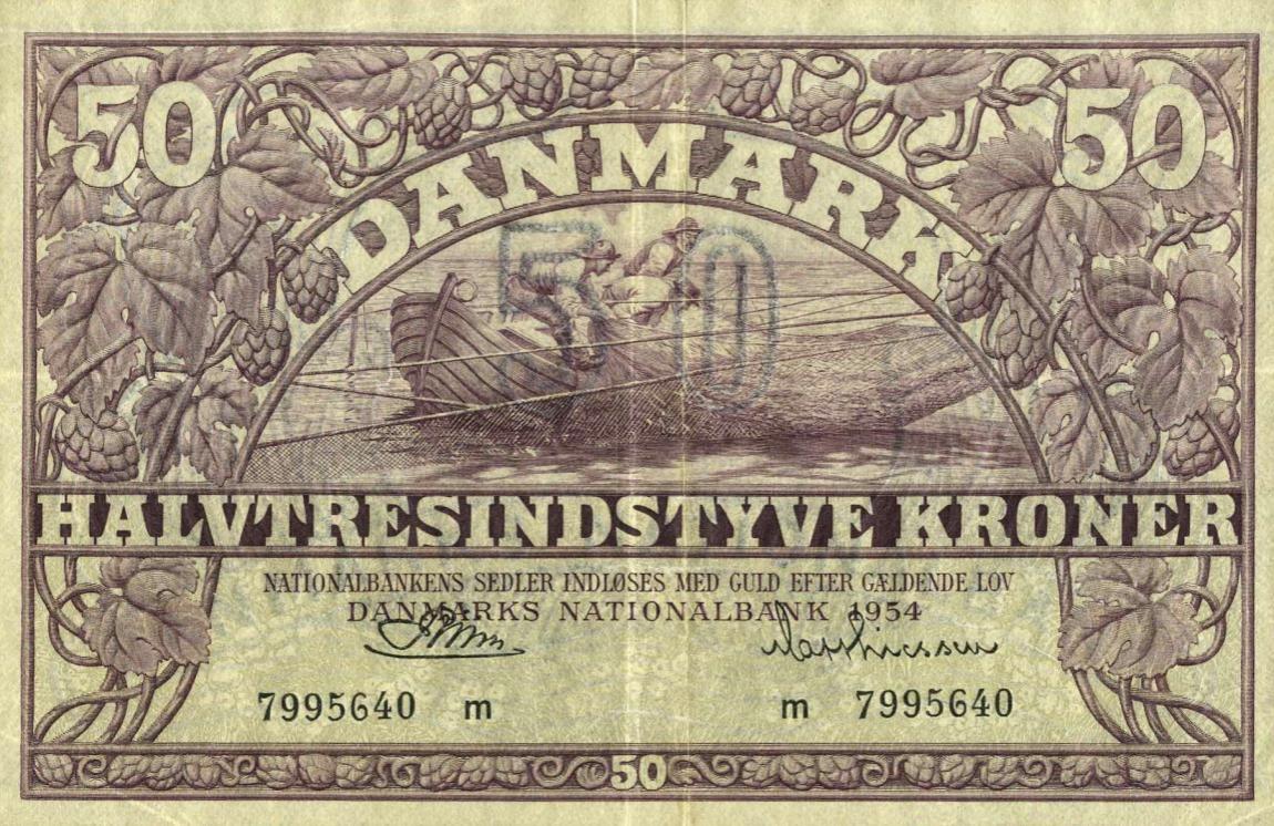 Front of Denmark p38h: 50 Kroner from 1951