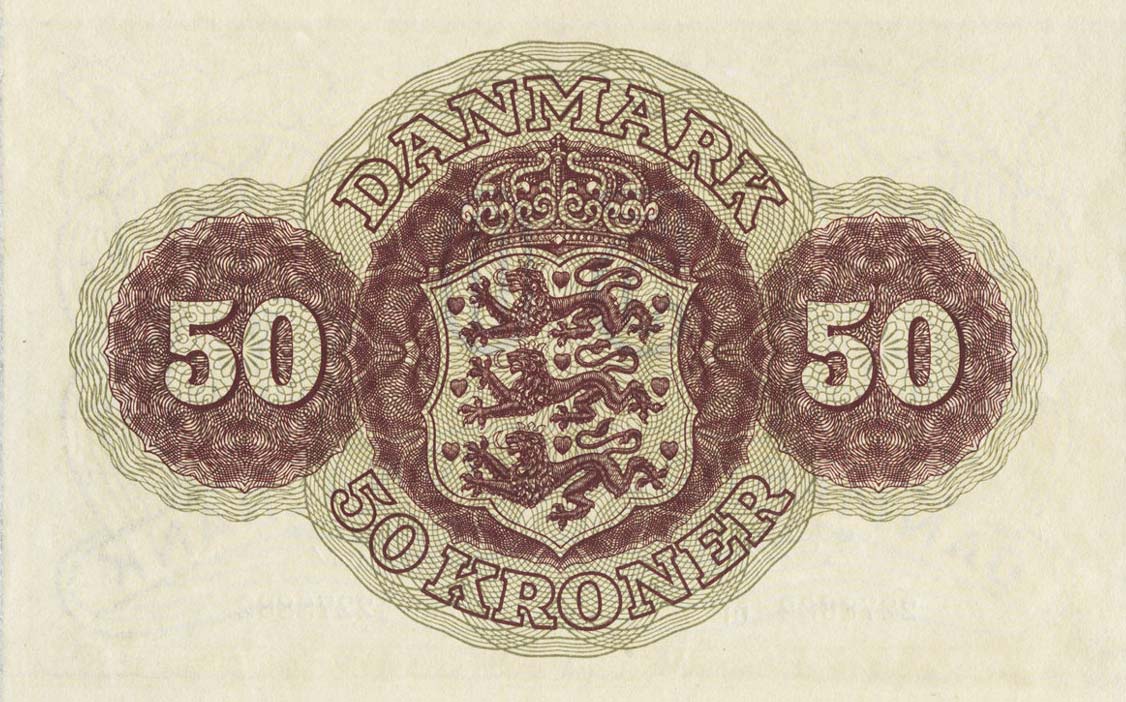 Back of Denmark p38i: 50 Kroner from 1953