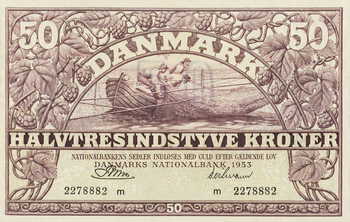 Front of Denmark p38i: 50 Kroner from 1953