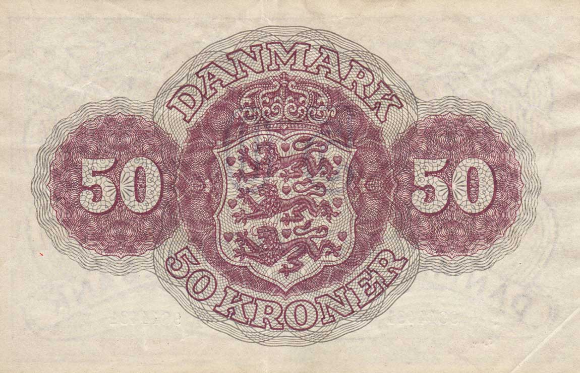 Back of Denmark p38j: 50 Kroner from 1954