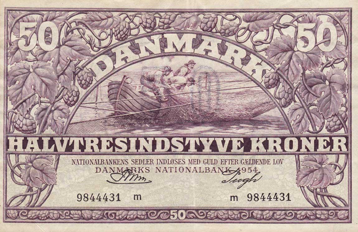 Front of Denmark p38j: 50 Kroner from 1954