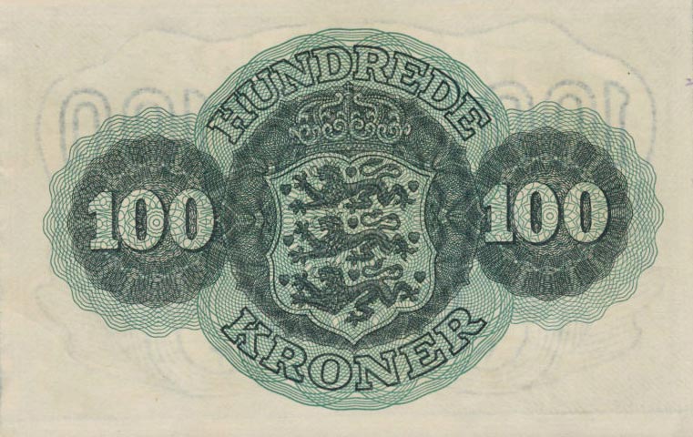 Back of Denmark p39a: 100 Kroner from 1944