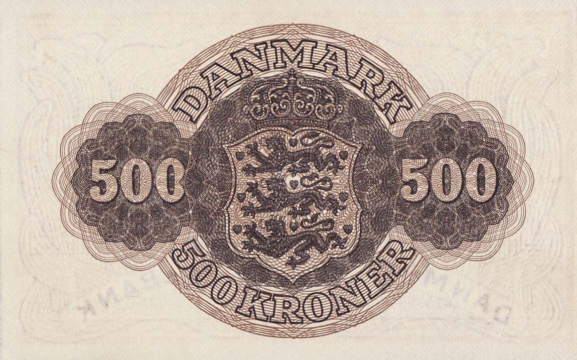 Back of Denmark p41a: 500 Kroner from 1944