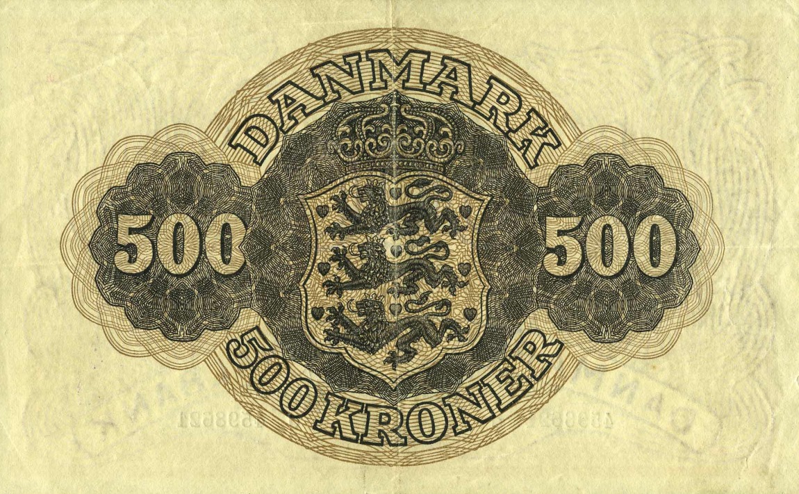 Back of Denmark p41i: 500 Kroner from 1959