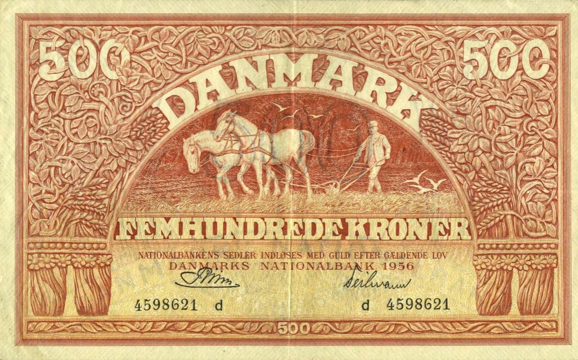 Front of Denmark p41i: 500 Kroner from 1959